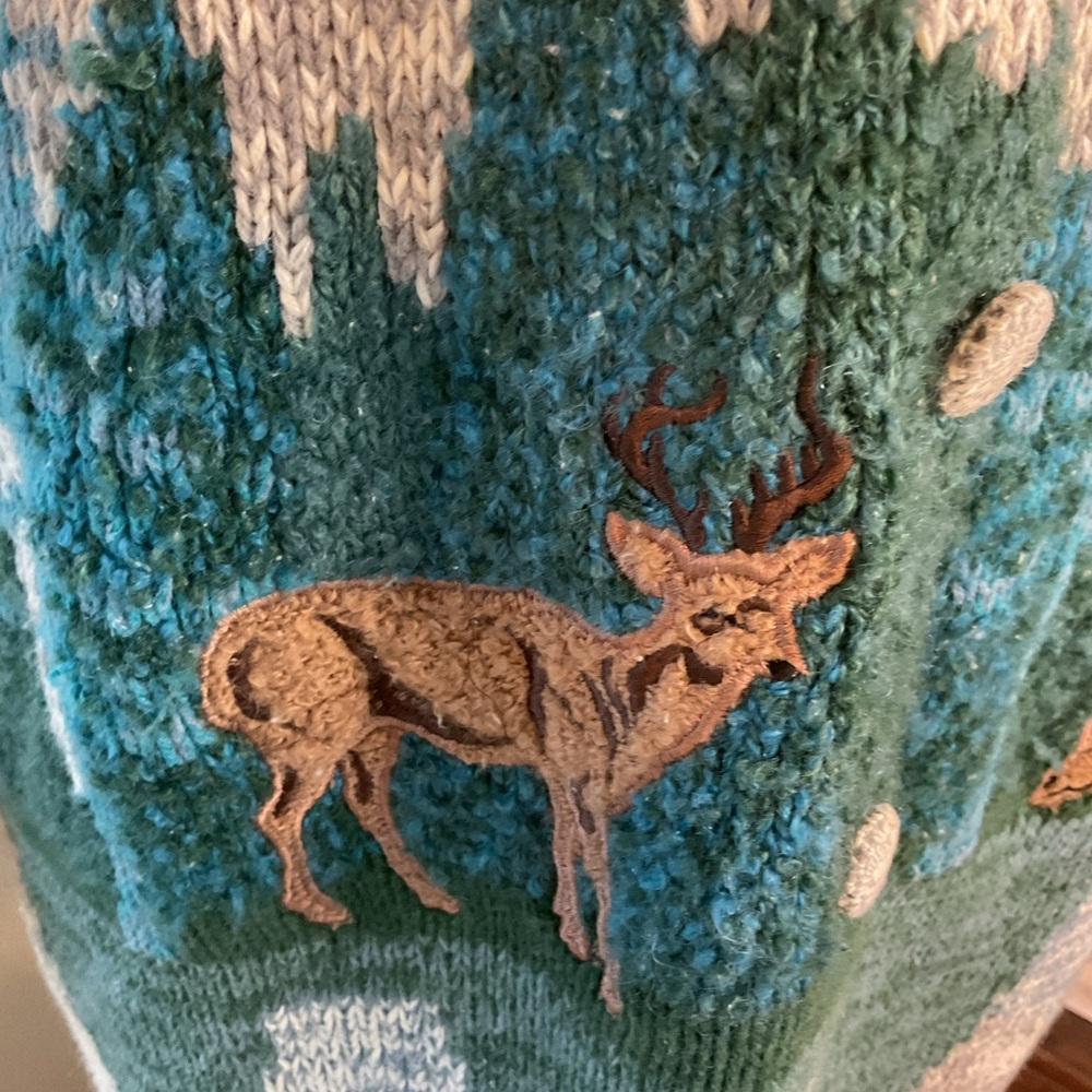 Unique DEER Fall Winter Bulky 3/4 Tunic Warm DEER FOREST Sweater